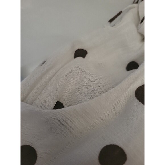 Monteau Semi Sheer Linen Blend Brown V-Neckline Polka Dot Crop Jumper Size XS - Picture 12 of 12